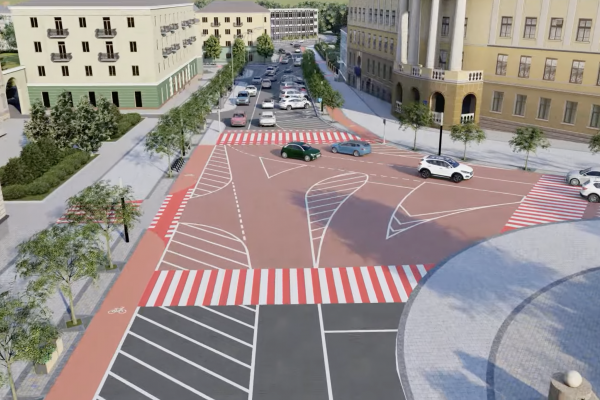 У Тернополі створюють новий безбарʼєрний простір по вулиці Грушевського з висадкою нових дерев